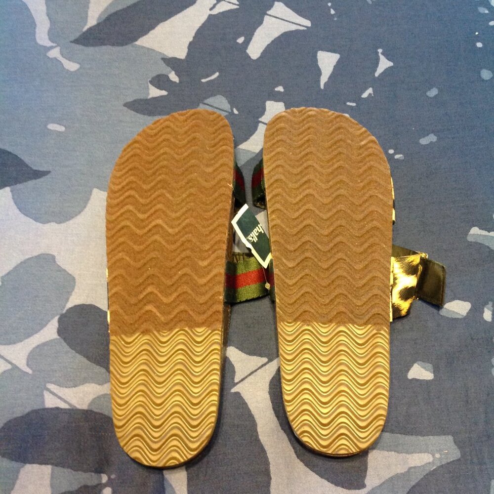 NEW Madden Girl Branndi Leopard Striped Buckle Slide Sandals 10 - Picture 5 of 6